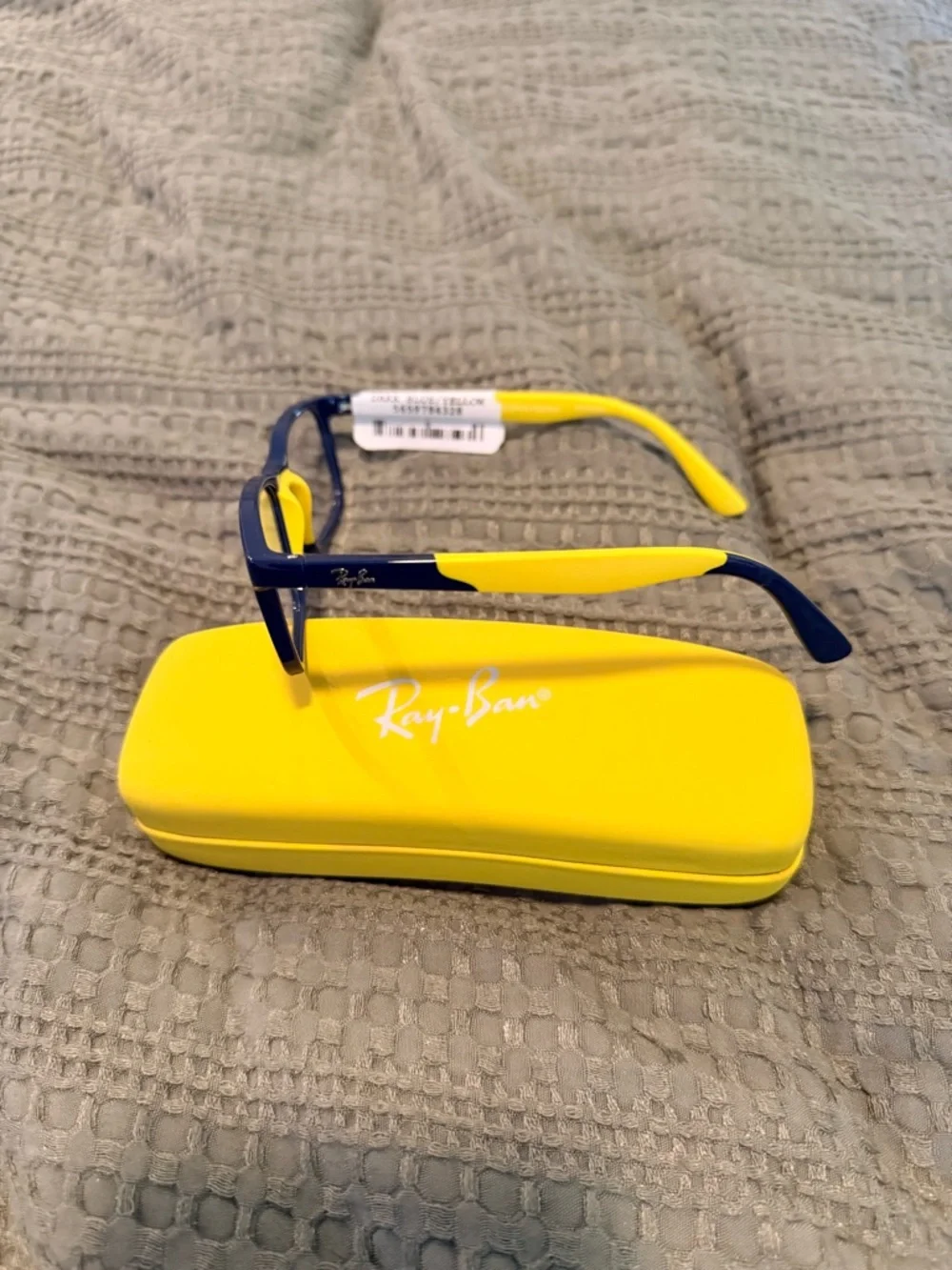 Ray-Ban Kids Navy Blue Frames with Yellow Temples and Yellow Case